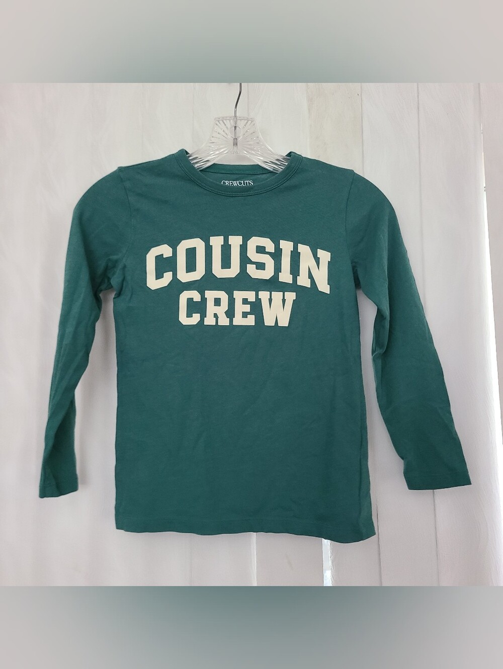 Crewcuts Factory Boys S (6-7) Teal Cousin Crew Long Sleeve Casual Holiday Shirt